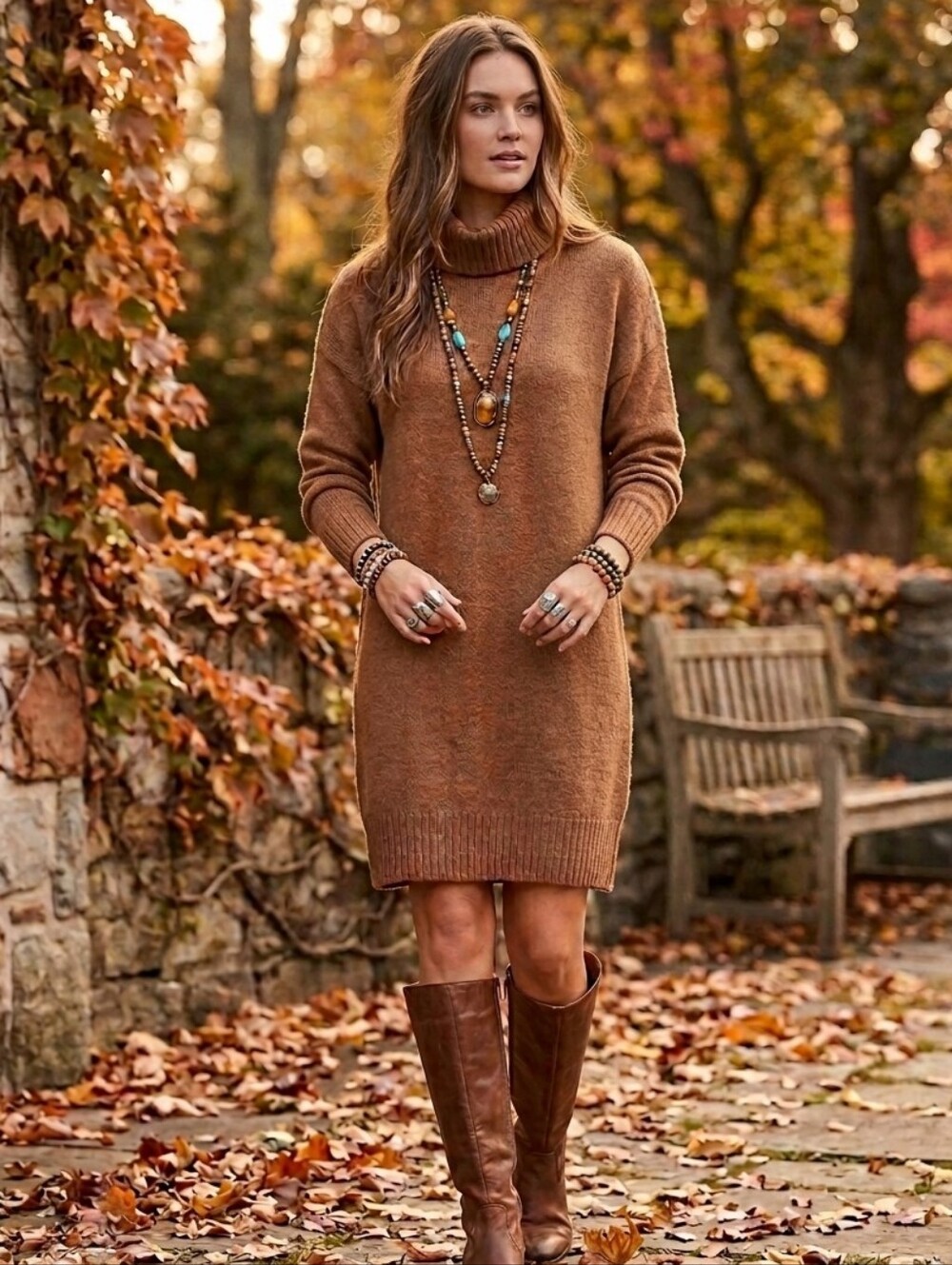 GAP Camel Turtleneck Sweater Dress